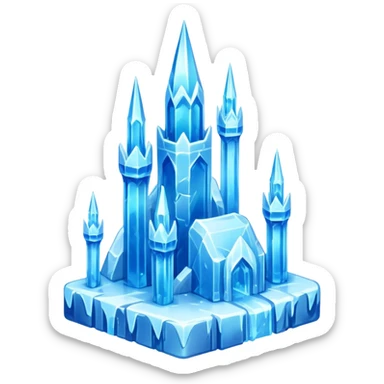 ice palace object icon, crystal ice palace, tall icy towers, transparent blue ice walls, sparkling details, soft glow, 3D cartoon, mobile game icon style, centered, clean background, soft shadow, no text, no watermark



 sticker