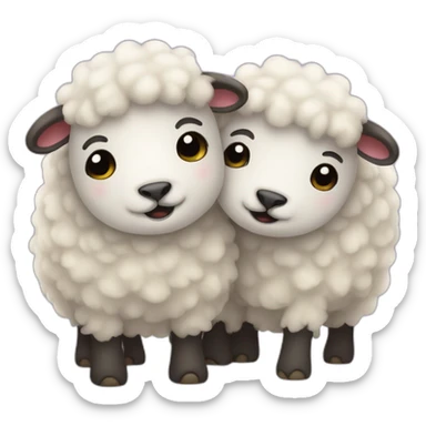 Two fluffy sheep hugging  sticker