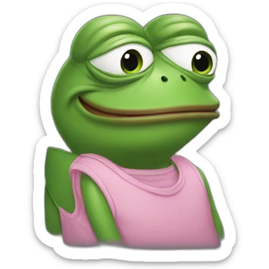 pepe the frog with pink medium length hair sticker