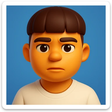 Transform this photo into a 3D emoji style portrait, keeping the main facial features and expression, with a smooth, rounded, cartoon-like look and vibrant colors. Emulate the Microsoft style 3D fluent emojis with a vibrant and smooth cartoonish appearance. sticker