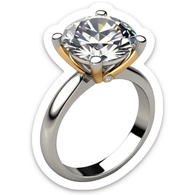 4 carat round diamond engagment ring solitaire on white gold band  sticker