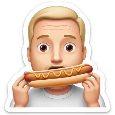 Man trying to fit as many hotdogs in his mouth as he can sticker