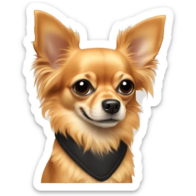 all orange long haired chihuahua with black muzzle sticker