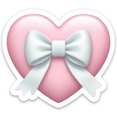 Pastel pink heart with white bow sticker