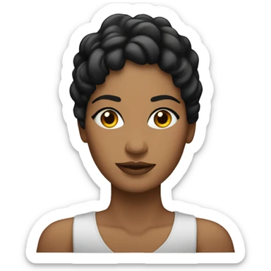 Mujer morena con coleta, ojos negros sticker