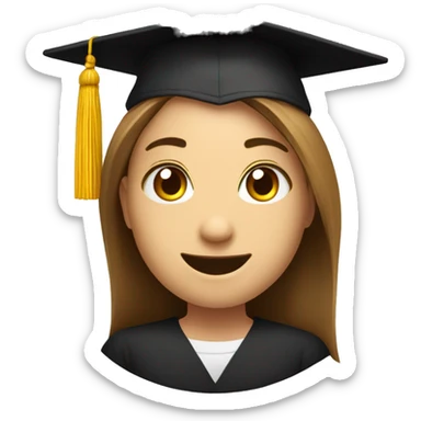A student in a graduation form and keep a diplom, smiling  sticker