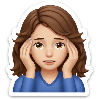 tired girl with fair wavy hair, wipes away sweats from the forehead  sticker