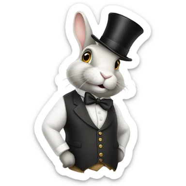 rabbit wearing a waistcoat and monocle and top hat sticker