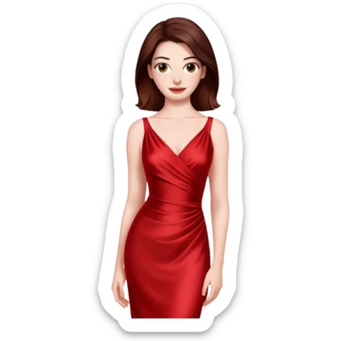 Anne Hathaway in red dress, hot sticker