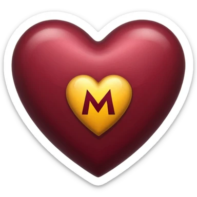 Corazón vinotinto con una m en el centro que se unica sticker