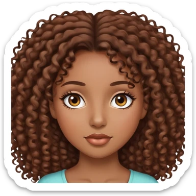 Pretty black girl with brown curly hair and eyelashes sticker