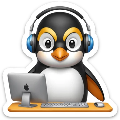 penguin is doing a hack sticker
