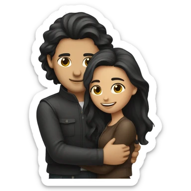two lovers embracing, man with long dark hair sticker