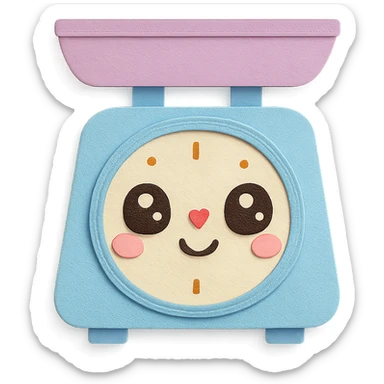 cute coffee scale with big sparkling eyes, soft pastel colors, full body, hand-drawn paper craft style sticker