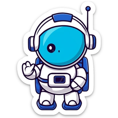 cute robot cleaning up poop sticker
