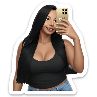 smiling girl taking selfie sticker