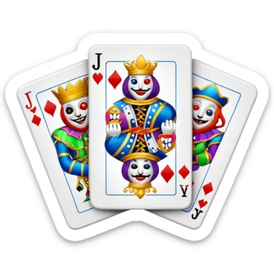 bunch of poker cards, with crazy colorful jolly jokers inside sticker