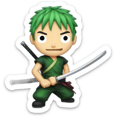 zoro from one piece with his 3 katana sticker