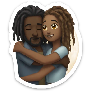 Neo soul dread head couple hugging  sticker