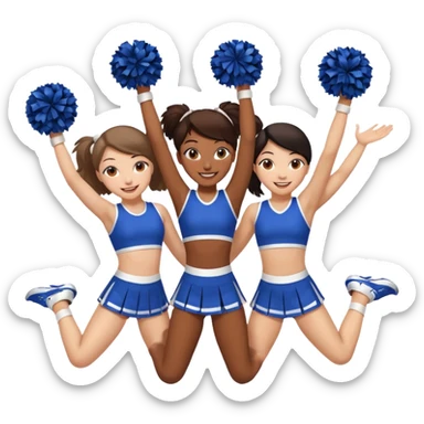 4 girls in a cheer stunt brown skin, white skin, white skin, Asian sticker