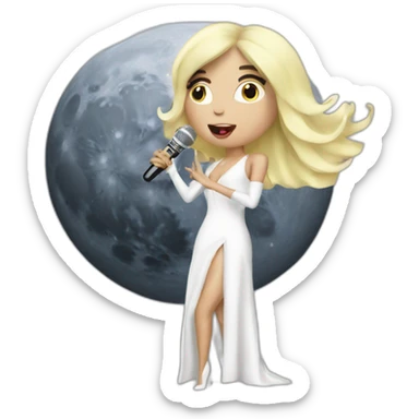 LadyGaga singing on the moon sticker