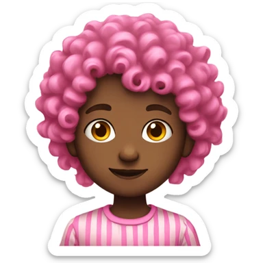 boy with curls and pink streaks sticker