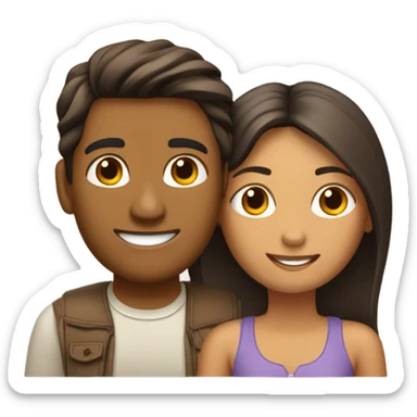 Pareja besándose chica morena y chico castaño claro sticker