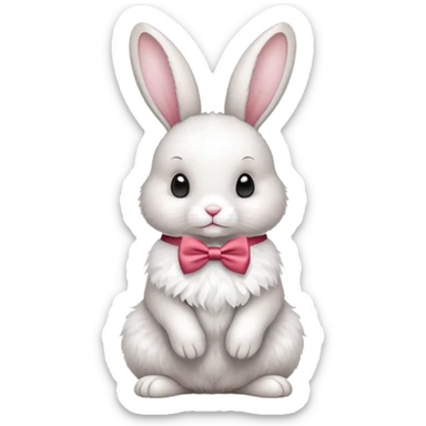 cute rabbit with bow tie, bunny with decorative ribbon sticker