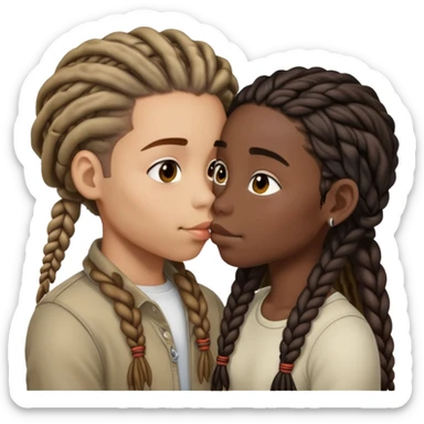 lightskin boy with dreads and darks king girl with two braids kissing sticker