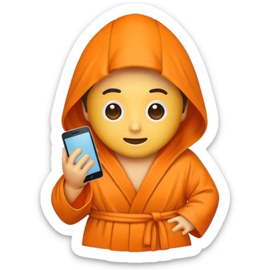 a mobile Phone in a orange robe sticker