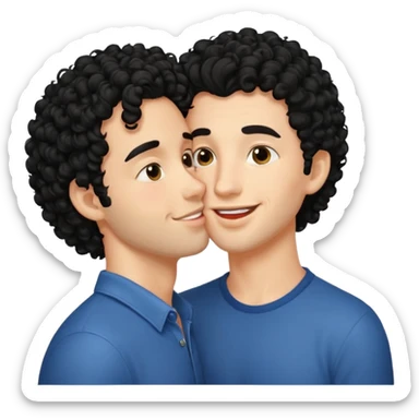a handsome man with black curly hair tries to kiss sticker