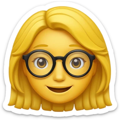 Realiza un emoticon amarillo sonriente, con lentes oscuros y cabello rizado negro sticker