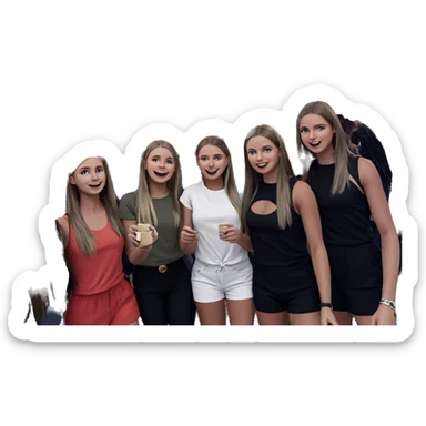 girls having fun together sticker