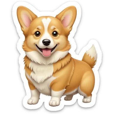 Corgi with a yellow lab sticker