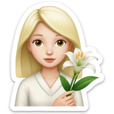 a girl holding flower lily sticker