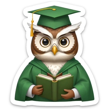 owl professor in green cloak graduation sticker