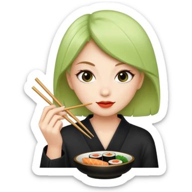 girl eating sushi  sticker