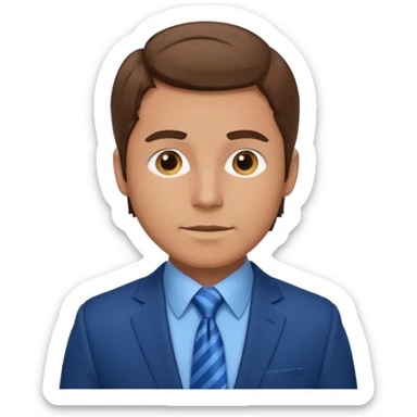 adult white man with brown hair in blue elegant suit sticker