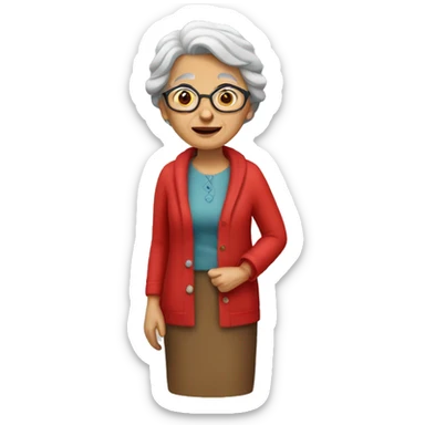 Old woman with red cardigan sticker