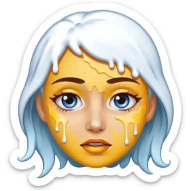 white icing on woman just on the mouth and eye area more splattered not in the hair sticker