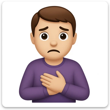 Remove any visible heart from the chest while maintaining the expression of nausea and discomfort. The style should resemble emoji style with simple and concise features. sticker