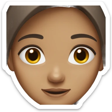 A dark brown hair girl with light skin and brown eyes smiling sticker