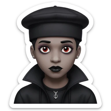 Black goth man with backwards hat  sticker