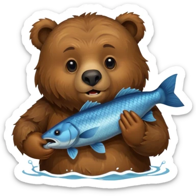 Grizzly bear holding food sticker