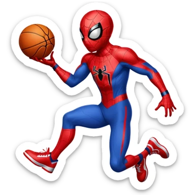 Spider-Man with a football in one hand and basketball and the other sticker