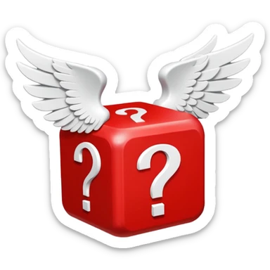 red being the block itself while the white parts are the question marks which are used in all of the lucky blocks, corners, and face. It has 2 white wings on each side like the other Lucky Blocks. It is doing  emoticon: the :3 face. sticker
