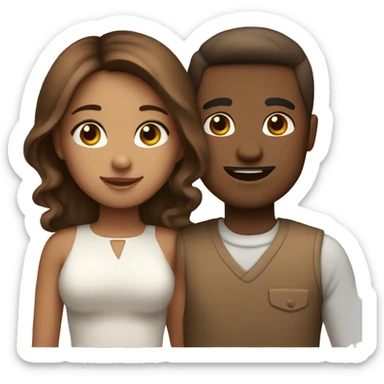 cute brown and white couple sticker