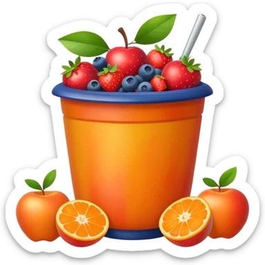 Fruit cup of apples, mandarin oranges, blueberries, strawberries sticker