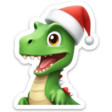 Cute dinosaur with Christmas hat sticker
