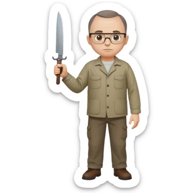 Carl from Sling Blade, standing, entire body visible, detailed face, 3/4 angle sticker